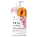 Olay Body Wash for Women, Fresh Radiance, 24/7 Skin-Loving Freshness, Visibly Radiant, Plant Based Cleansers, Vitamin B3 & Antioxidant Blend, For All Skin Types, Peach & Cherry Blossom Scent, 29 fl oz