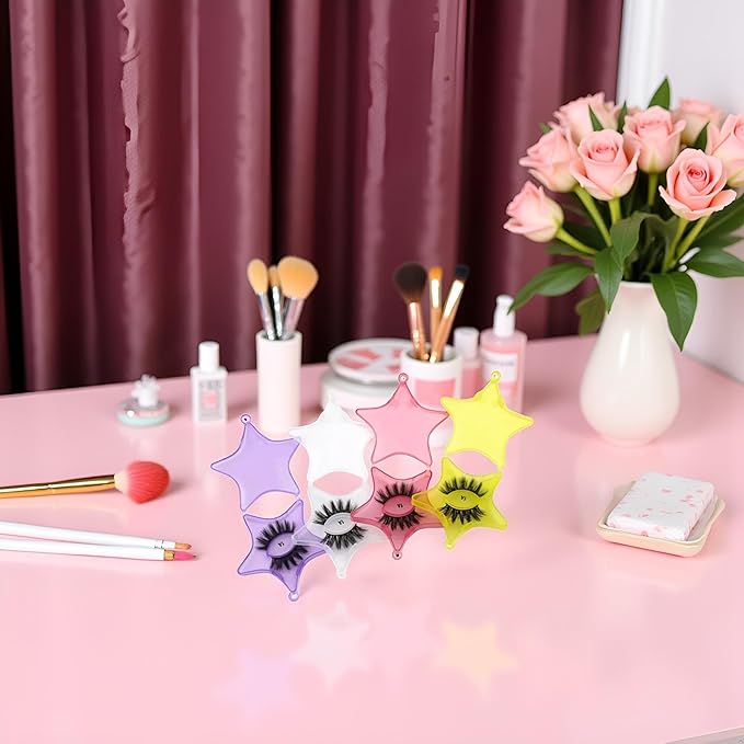 4Pcs Empty Plastic Lash Boxes Star Shape Eyelash Storage Box Travel Case 3D False Eyelashes Packaging Gift Boxes Holder Organizer for Women Girl Eyelash Storage and Packaging False Eyelashes, 4 Colors