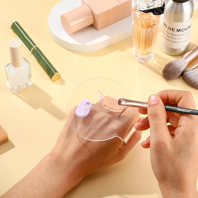 2 Pieces Makeup Mixing Palette Makeup Mixing Tray Acrylic Foundation Palette Clear Eyeshadow Hand Cosmetic Foundation Dish Handheld for Blending