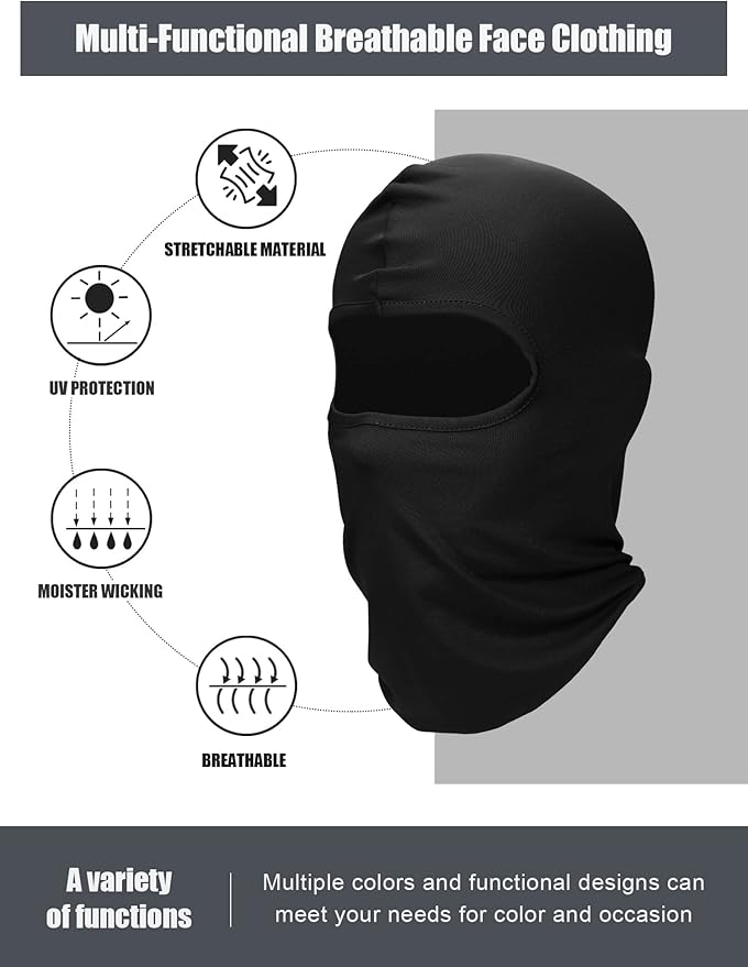 SATINIOR 6 Pcs Ski Mask Cover Balaclava Full Face Mask Summer Face Cover UV Windproof Balaclava for Men Women Outdoor Sports