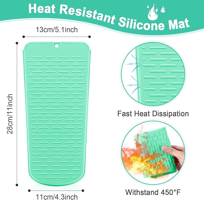 Shappy 2 Pcs Heat Resistant Hair Tools Bag Curling Iron Travel Case Cover Neoprene Flat Iron Holder Travel Case and Silicone Mat Pouch for Hot Hair Tools Storage Organizer(Cactus Style)
