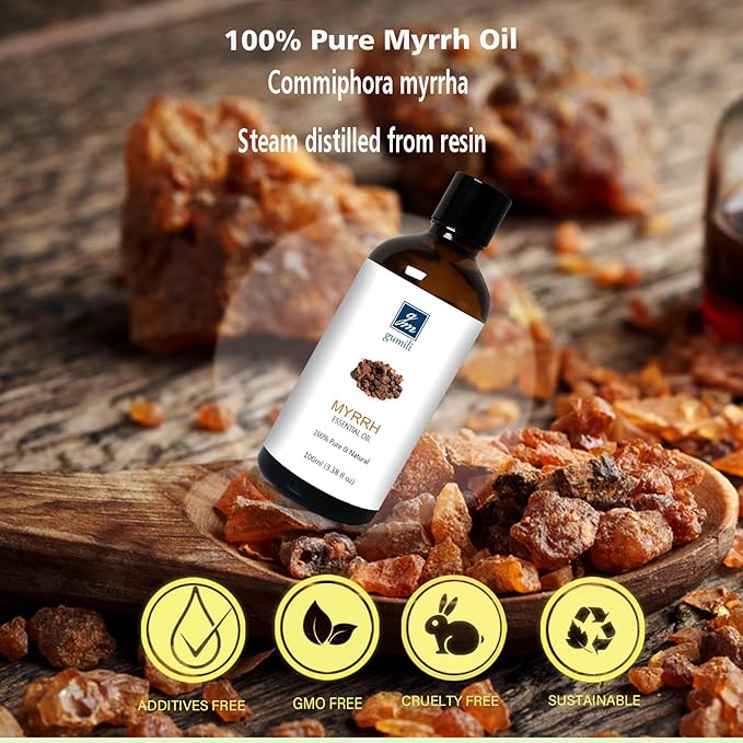 Myrrh Essential Oil, 100% Pure Myrrh Oil for Skin Care, Home Oil Diffuser, Homemade Recipes - 100ml