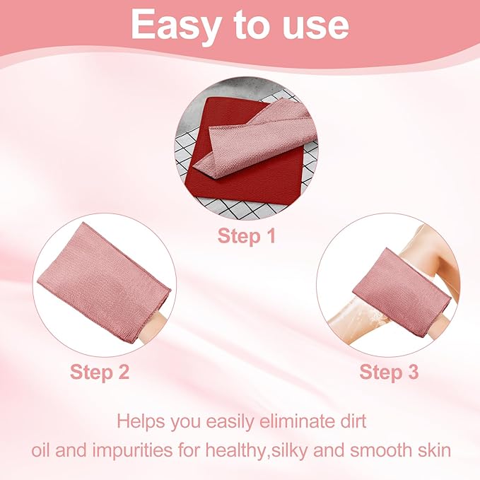 Tatuo 12 Pieces Korean Exfoliating Mitt Glove Italy Towel Body Skin Scrubber Exfoliating Scrubber for Remove Dead Skin Washcloth Korean(Small,Pink, Brick Red, Gray, Blue)