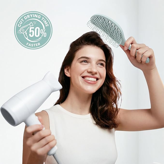 AIMIKE Detangling Hair Brush, Wet Dry Vented Detangler Brush with Soft Bristles, Gentle Detangler for Fine & Thin Hair, Easy-clean Vent Hairbrush for Women and Kids