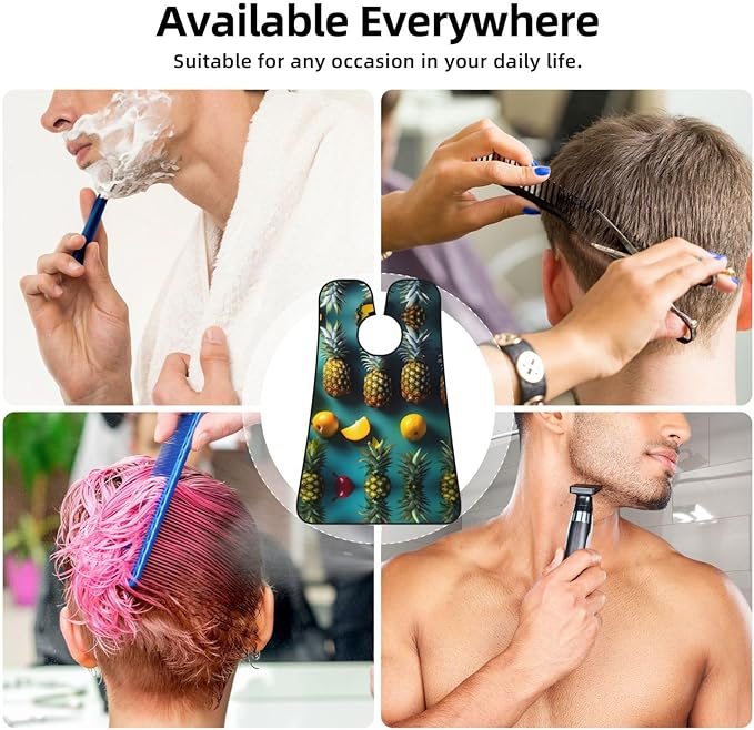 Tropical Fruit Pineapple Print Beard Bib Shaving Apron, Beard Hair Trimming Cape Gift For Dad
