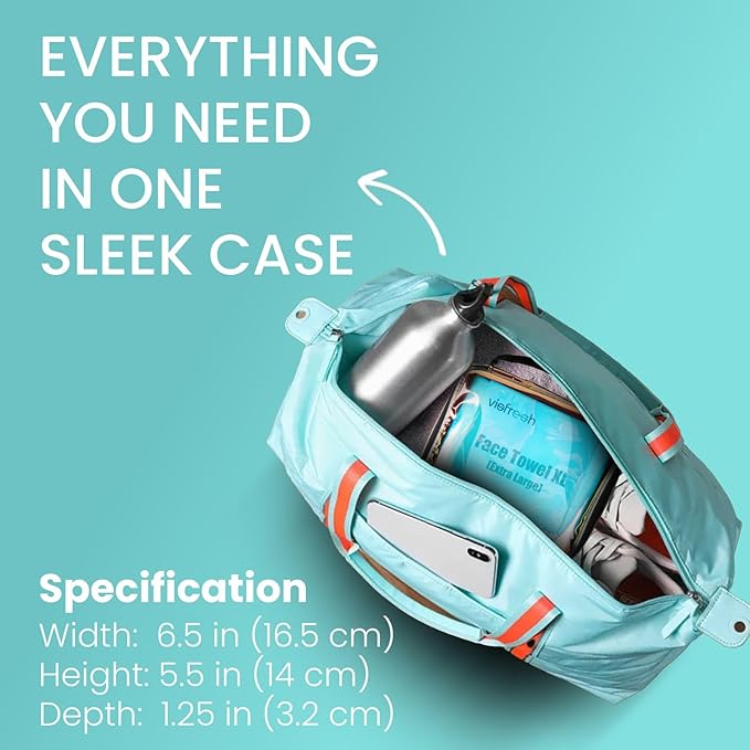 Disposable Face Towel Travel Case with 15 Count XL Refillable Towels – Slim, Lightweight, Waterproof, Transparent Skincare Organizer for Women, Moms, Gym, Camping, and Travel – Visfresh