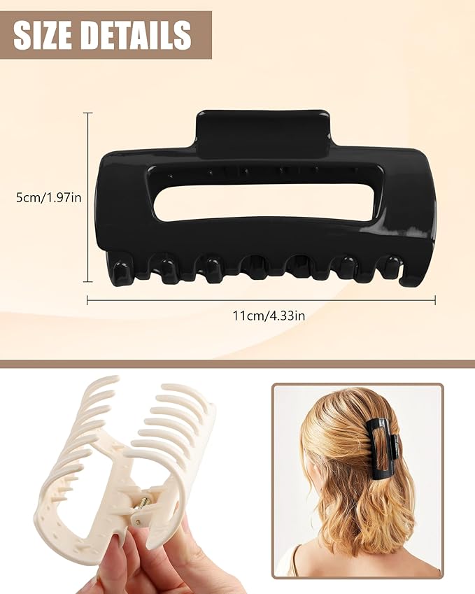 Soft Claw Clips, 2PCS Cloud Hair Claw Clip, Flexible, Lightweight &Cosy Hair Clips, Strong-Hold Non-Slip for Thick Thin Hair, Hair-Pins for Women Girlfriend Parties Casual Daily(Black+Off-White)