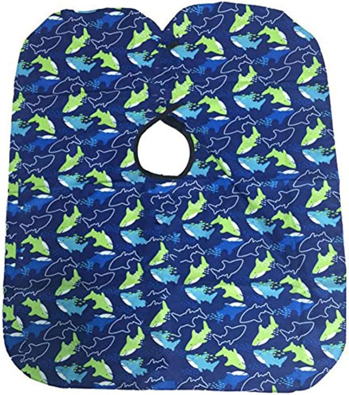 AKOAK Children Cartoon Dolphin Patterned Hair Cut Cap Waterproof Hairdresser Dressing Salon Gown Apron Cloak Cloth for Salon