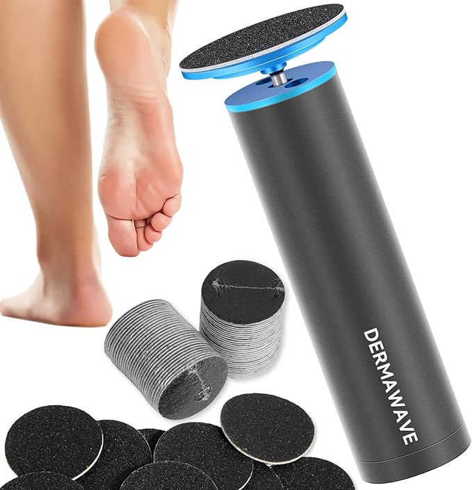 DERMAWAVE Electric Callus Remover for Feet with 60 Sandpaper Discs, Adjustable Speed Professional Foot File Electric Heel Grinder Sander Pedicure Tool for Men & Women
