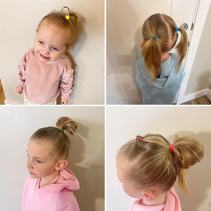 200 Pack Hair Ties BEoffer Baby Toddlers Girls Elastics Hair Bands No Damage Multicolor Colorful Small Rubber Bands Ponytail Pigtails Holders Not Harm to Hair (Fluorescent)