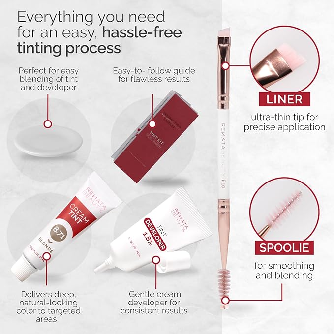 RB RENATA BEAUTY Tint Kit for Spot Coloring – Cream Hair Dye Kit with Developer and Application Brush, Covers Gray Hairs, Smudge-Proof, Long-Lasting Up to 4 Weeks, 20 Applications [Blonde]