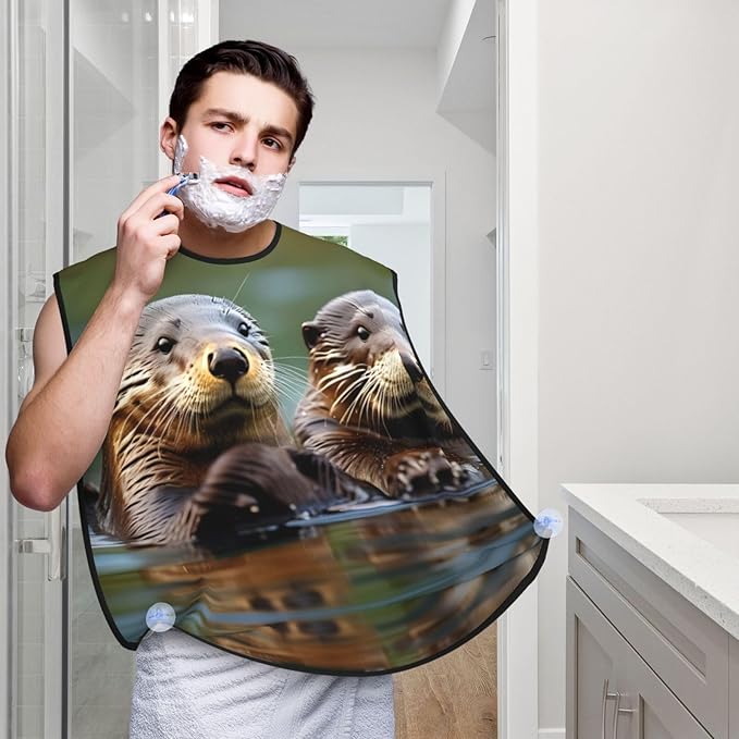 Beautiful Peacock Print Beard Bib Shaving Apron, Beard Hair Trimming Cape Gift For Dad