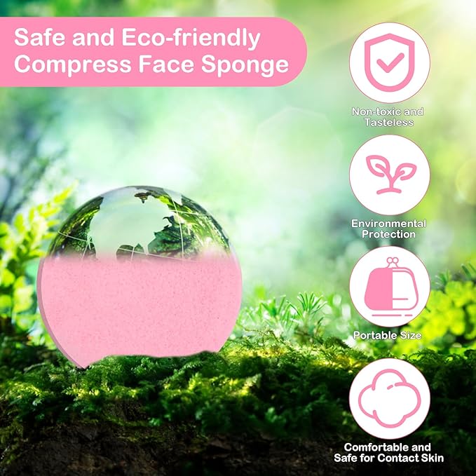 360+1 Count Compressed Facial Sponges, Luxiv Round Face Sponge Professional Compressed Makeup Removal Sponges for Estheticians Wash Face Sponge Compress Exfoliating Spa Pads with Portable Case (Pink)
