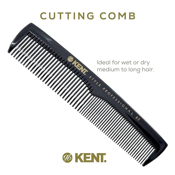 Kent SPC85 5 inch Salon-Style Dressing Cutting Comb with Wide and Fine Teeth Professional Barber Haircut Comb for Styling and Teasing, Hard Rubber, Anti-static, Unbreakable & Heat Resistant