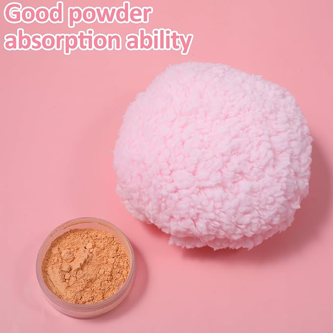 Body Powder Puff, 6 "x 3" Extra Large Ultra Soft Fluffy Sponge Plush Big Powder Applicator Pink Washable Reusable Durable Round Face Body Makeup Puff for Women (Pink)