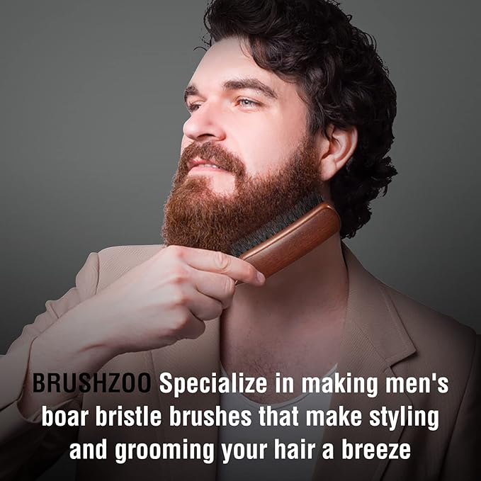 Hair Brush for Men Thin Fine Normal Hair, Boar Bristle Hair Brush for Add Shine Improve Texture Reduce Frizz, Hairbrush for Beard Straightens Softens
