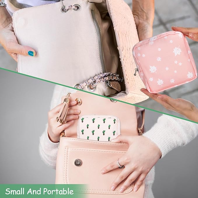 Sanitary Napkin Storage Bags, 4 Pcs Pad Bag for Period Tampon Bags Portable Menstrual Pad Pouch Feminine Pouch First Period Bag Gifts for Women