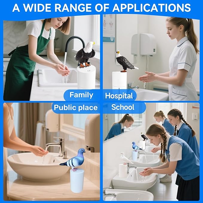 Peace Bird Foam Soap Dispenser-Pigeon And Bald Eagle Shaped Foam Hand Washer, Suitable for Kitchen and Bathroom, Automatic Liquid Soap Dispenser, Touchless Battery Powered Hand Washer (Pigeon (white))