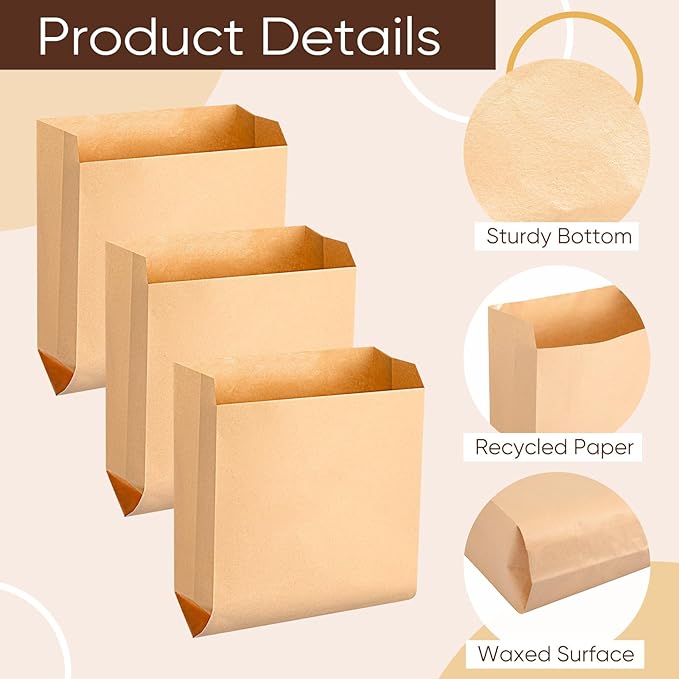 Thenshop 400 Pcs Waxed Kraft Feminine Hygiene Liner Bag, Business Restroom Bathroom Personal Dispensers 7.5 x 10" Waste Receptacle Paper Liners, Sanitary Napkin Disposal Bags, Kraft Bag