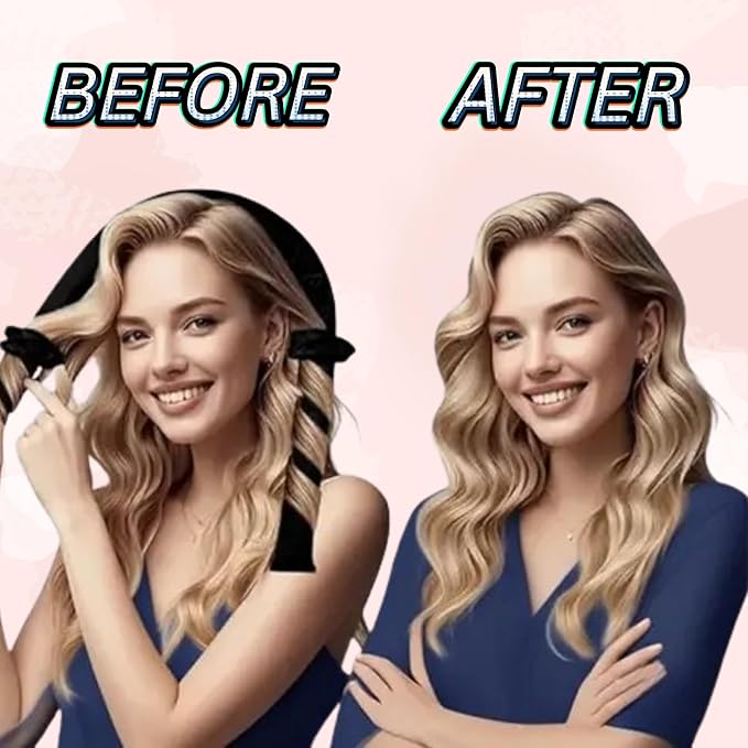 Heatless Curling Rod Set, No Heat Overnight Hair Curler with 2 Bangs Rollers, Velvet Curling Rod & Accessories, Gift Box for Long & Medium Hair