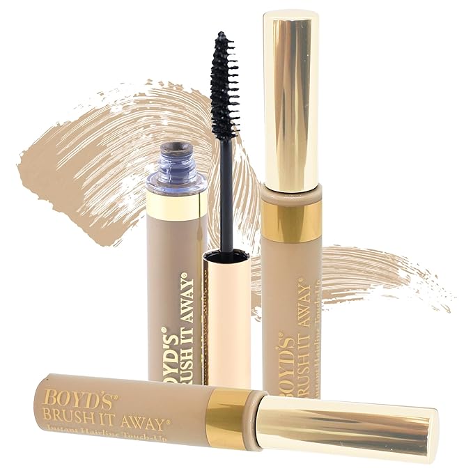 Boyd’s Brush It Away | Grey Hair Root Touch Up for Women & Men | Temporary Hair Color Mascara | Quick-Dry Water-Resistant Concealing Formula | Blonde, 3-Pack
