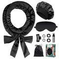 Satin Heatless Curls Overnight Hair Curlers to Sleep In Hair Curler Rollers No Heat Hair Wrap for Curls Headband, 70" Satin Heatless Curling Rod Set for Women Long Waves Hair Volume-Black 10PCS