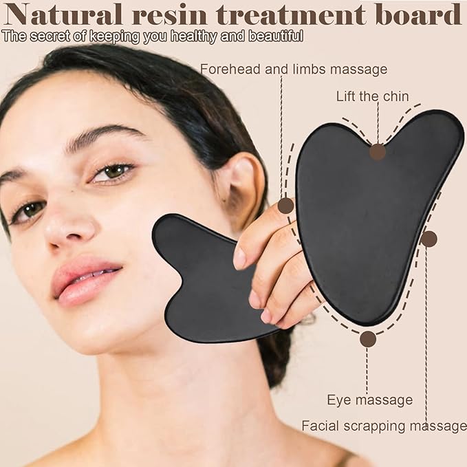Gua Sha Facial Massage Tool and Roller Set, Facial Massager for Face, Neck, Arms, Eyes, Reduce Puffiness, Improve Wrinkles, Daily Self-Care Gift for Men and Women Emerald Green Pink White