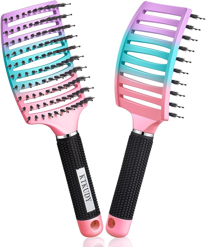 KTKUDY Wet or Dry Detangling Hair Brush for All Hair Types - Eliminates Knots & Reduces Breakage Hairbrush - Tangle Free Detangler Brush For Women Men & Kids, Single, 1 Count