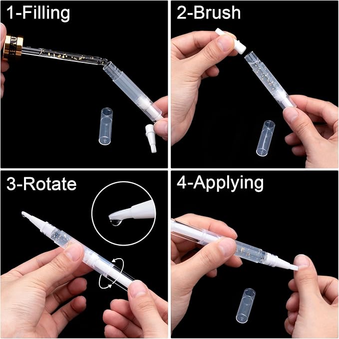 10 Pieces 3ml Transparent Twist Pens, Cuticle Oil Pen Empty Nail Oil Pen with Brush Tip Cosmetic Lip Gloss Container Applicators Eyelash Growth Liquid Tube with 1 Pack 3ml Transfer Pipettes