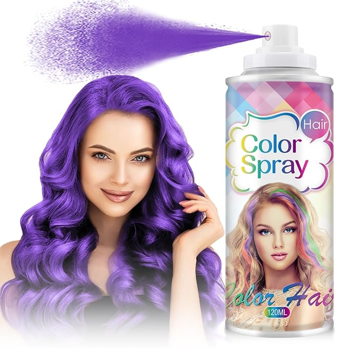 Temporary Hair Color Spray, Purple One-Time Use Hair Color Dye for Women and Kids, Disposable Natural Hair Dye-On 1-Day Washable for Cosplay Party DIY,Christmas Party, Halloween (Purple)