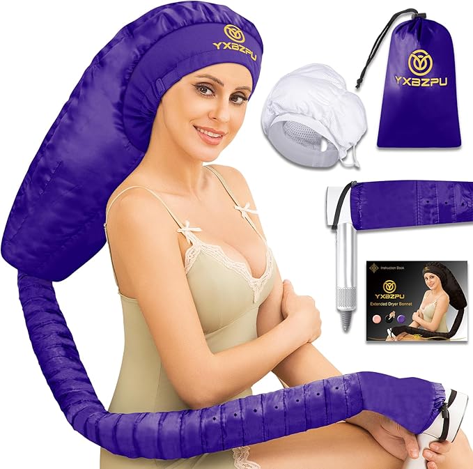 Bonnet Hair Dryer,Hooded Hair Dryer Attachment, Dryer Hooded Diffuser Cap for Curly,Speeds Up Drying Time,Safety Deep Conditioning at Home(Purple)