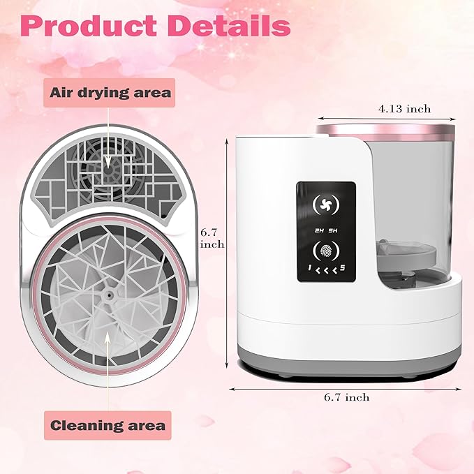 Makeup Brush Cleaner 3 in 1 Electric Makeup Brush Cleaner and Dryer, Automatic Makeup Brush Cleaner Machine with Multi-Hour Drying Settings, Portable Design for All Makeup Brush Types