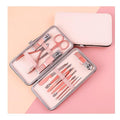 Pink Manicure Set Beauty Tool Portable 12 in 1 - Nail Clipper Pedicure Grooming Kit Stainless Steel Luxury Leather Travel Case, for Woman Girl Home Travel Gift Giving