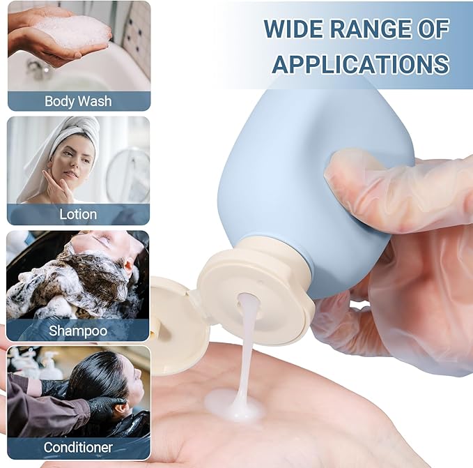 3.4 oz Small Plastic Travel Shampoo Bottles, Empty Plastic Squeeze Bottles with Flip Cap for Toiletries, Leakage-proof Travel Shampoo and Conditioner Bottles
