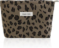 Wudygirl Leopard Makeup Bag Travel Cosmetic Bag for Women Small Makeup Pouch Zipper Cosmetic Pouch Handbag Aesthetic (Coffee Leopard)