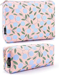 MAANGE 2PCS Makeup Bag for Women, Cosmetic Bag Set, Portable Travel Makeup Bag, Bolsa de Maquillaje, Impermeable Oxford Cloth Make Up Organizer with Gold Zipper(Pink Plants)