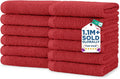 DAN RIVER 12 Pack Wash Cloths for Showering [12x12] - 100% Cotton Washcloths Premium Quality Flannel Face Cloths for Bathroom, Highly Absorbent and Soft Feel Wash Clothes, Red
