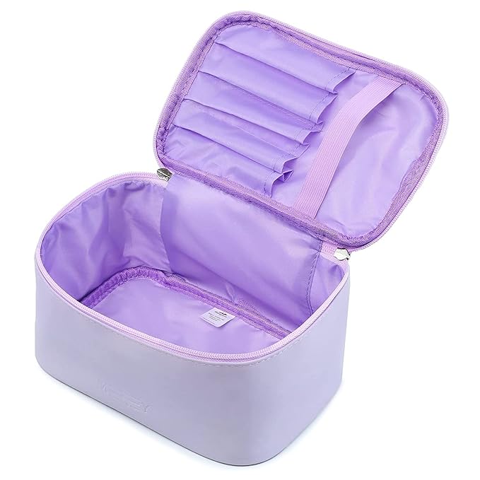 Meiyuuo Makeup Bag Large Cosmetic Bags for Women Girls Cute Travel Zipper Pouch Toiletry Organizer for Beauty Essentials Waterproof (Lavender Purple)
