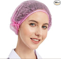 ProtectX 100-Pack Pink Disposable Hair Nets, Elastic Head Cover, Bouffant Caps, Sanitation Head Cover for Food Service, Spa Men & Women - 21 inch