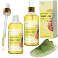 MR.A 2 Pack Pineapple Juice Scented Body Oil, Vitamin E Hydrating Body Oil, Pineapple GUASHA Oil after Shower for Dry Skin, Massage Oil with Guasha Tool