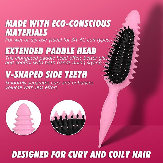 Candy Brush Curl Defining Hair Brush for Effortlessly Detangling Shaping and Styling Curls, Curl Brushes with EdgeLift for All Wet or Dry Hair Types for Women and Girl, Reduce Pulling and Frizzing