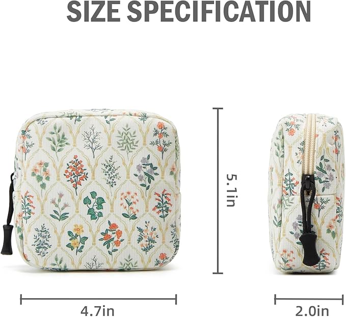 Small Makeup Bag for Purse,Mini Cosmetics Bag cute Zipper corduroy Cosmetic Pouch Storage Pouch Travel Toiletry Organizer for Women Girls(Multi-Plants)