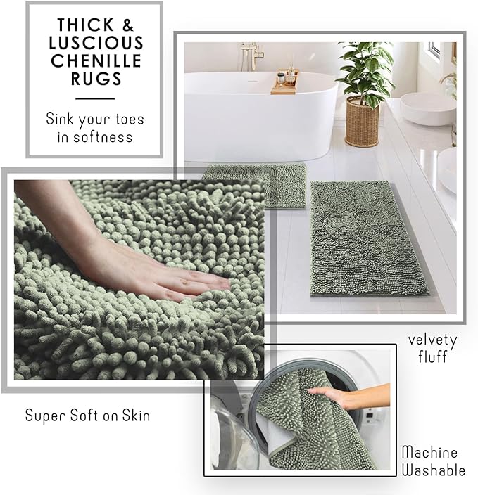 Clara Clark Sage Green Bathroom Set - Bathroom Sets with Shower Curtain and Rugs, 21PC Bathroom Accessory Set, Shower Curtain Set with Soap Dispenser & Toothbrush Holder