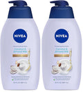 NIVEA Pampering Coconut and Almond Milk Body Wash with Nourishing Serum,Moisturizing Body Wash for Women,Enriched with Provitamin B5 and Vitamin E,30 Fl Oz Bottle,(Pack of 2)