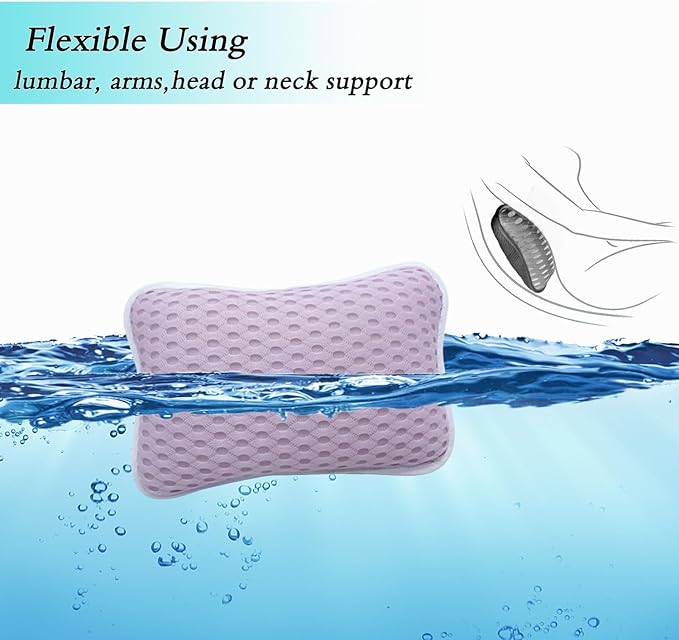 Bath Pillows for tub,Home Spa Pillows for Bathtub, Hot Tub,Head and Neck Support with 2 Strong Suction Cups,Purple