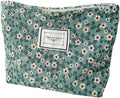 SxoSyo Cosmetic Bags for Women Makeup Bag Large Capacity Purse Travel Toiletry Zipper Storage Pouch Make up Brushes Organizer for Gifts (mini flowers, Green)