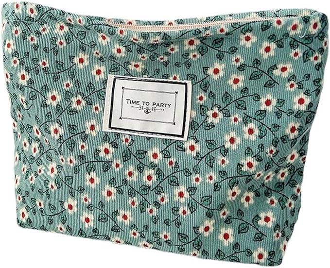 SxoSyo Cosmetic Bags for Women Makeup Bag Large Capacity Purse Travel Toiletry Zipper Storage Pouch Make up Brushes Organizer for Gifts (mini flowers, Green)