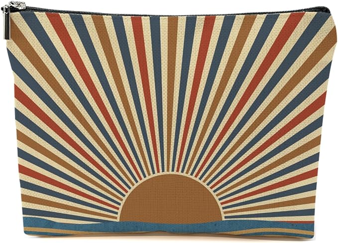 Sun Sunrise Sunshine Makeup Bag, Boho Abstract Cosmetic Bags, Themed Travel Accessories Bag Gifts for Women Sisters Friends, Ideal Travel Toiletry Bags Birthdays Gifts for Boho Lovers Women Girls