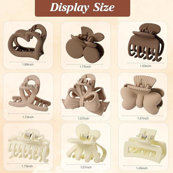 9 PCS Small Hair Clips for Toddler Girls, Cute Mini Claw Clips for Thin Fine Hair, 1.5 Inch Matte Tiny Jaw Clips for Women Kids, Strong Hold Non Slip Hair Accessories, Multi-Styles