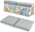 Bath Kneeler and Elbow Rest Pad, Thick Quick Dry Kneeling Pad, Elbow Support, Large Bathtub Kneeling Mat with Toy Organizer for Baby Bathing (Grey)